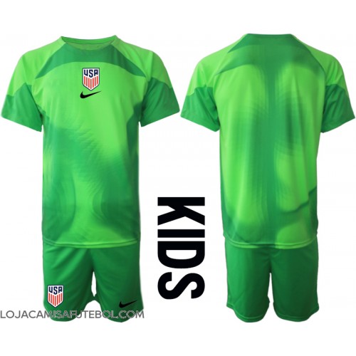 Camisa de Futebol Estados Unidos Goleiro Equipamento Secundário Infantil Mundo 2022 Manga Curta (+ Calças curtas)